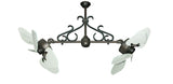 35 inch Twin Star III Double Ceiling Fan - ABS Outdoor Pure White Blades, Oil Rubbed Bronze  Motor Finish and Decorative Scroll