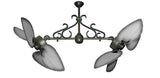 50 inch Twin Star III Double Ceiling Fan - Bombay Brushed Nickel Blades, Oil Rubbed Bronze Motor Finish and Decorative Scroll