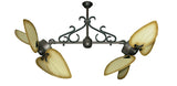50 inch Twin Star III Double Ceiling Fan - Bombay Tan Blades, Oil Rubbed Bronze Metal Finish and Decorative Scroll