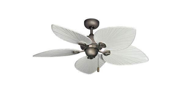 42 inch Bombay Ceiling Fan Antique Bronze - Pure White Leaf Blades