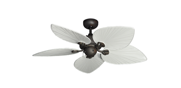 42 inch Bombay Ceiling Fan Oil Rubbed Bronze Finish - Pure White Leaf Blades