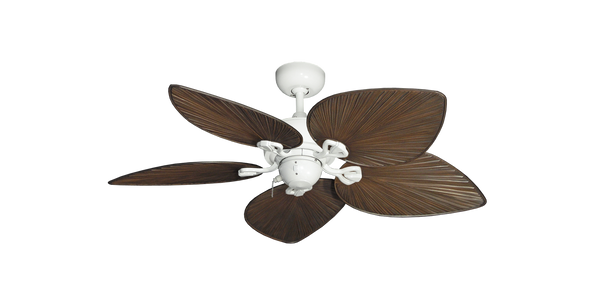 42 inch Bombay Ceiling Fan Pure White Finish - Oil Rubbed Bronze Leaf Blades