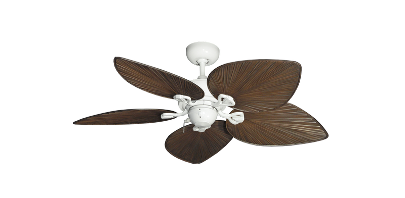 42 inch Bombay Ceiling Fan Pure White Finish - Oil Rubbed Bronze Leaf Blades