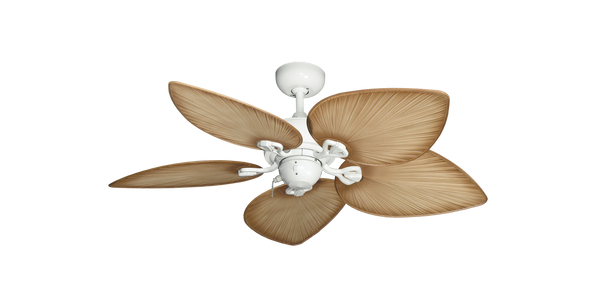 42 inch Bombay Ceiling Fan Pure White Finish - Tan Leaf Blades