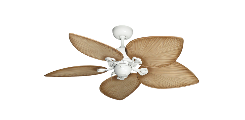 42 inch Bombay Ceiling Fan Pure White Finish - Tan Leaf Blades