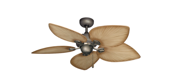42 inch Bombay Ceiling Fan Antique Bronze Finish - Tan Leaf Blades