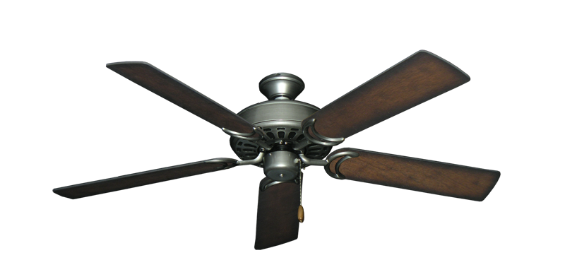 Dixie Belle traditional ceiling fan in Brushed Nickel with 52 inch Distressed Hickory Blades
