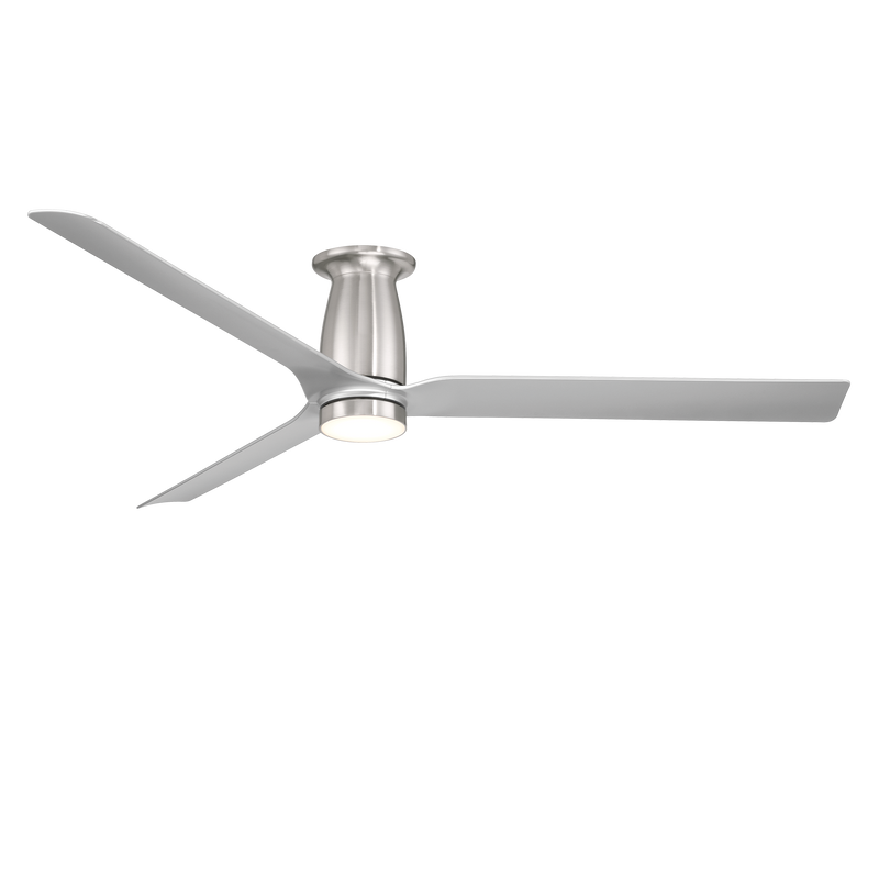 52 inch Smooth Flush Ceiling Fan with LED Light by Modern Forms - Brushed Nickel and Silver