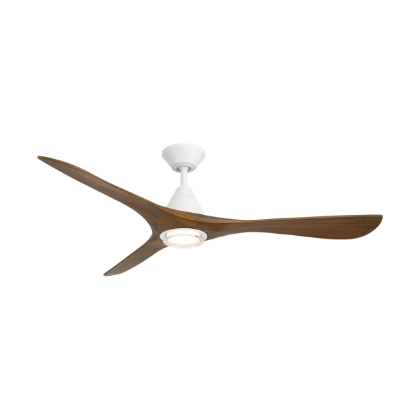 60 inch Carve Ceiling Fan with LED Light by Modern Forms - Matte White with Distressed Koa Blades