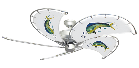 52 inch Raindance Ceiling Fan - Dolphin - Game Fish of the Florida Keys Custom Canvas Blades