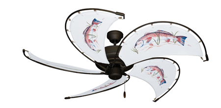 52 inch Raindance Ceiling Fan - Redfish - Game Fish of the Florida Keys Custom Canvas Blades