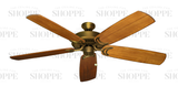 60 inch Riviera DC ceiling fan in brushed gold with Arbor 450 oak blades