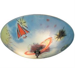 Light 197 - Kids Glowing Spaceship Glass Bowl Ceiling Fan Light