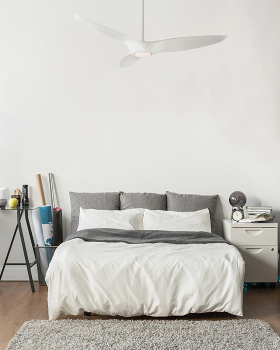 60 inch Morpheus III Ceiling Fan - Gloss White in bedroom