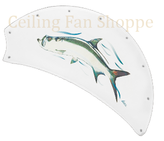 52 inch Nautical Dixie Belle Ceiling Fan - Tarpon - Game Fish of the Florida Keys Custom Canvas Blades