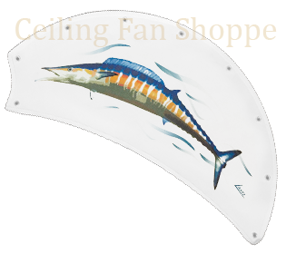 52 inch Nautical Dixie Belle Ceiling Fan - Wahoo - Game Fish of the Florida Keys Custom Canvas Blades