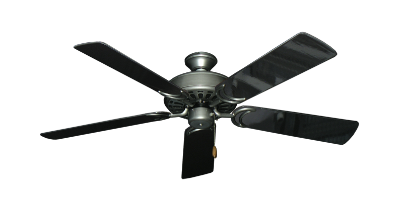 Dixie Belle traditional ceiling fan in Brushed Nickel with 52 inch Black Gloss Blades