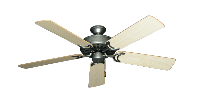 Dixie Belle traditional ceiling fan in Brushed Nickel with 52 inch Bleached Oak Gloss Finish Blades