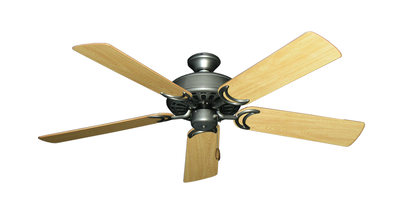 Dixie Belle traditional ceiling fan in Brushed Nickel with 52 inch Honey Oak Gloss Finish Blades