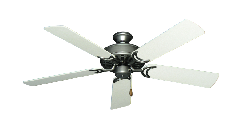 Dixie Belle traditional ceiling fan in Brushed Nickel with 52 inch Navajo White Blades