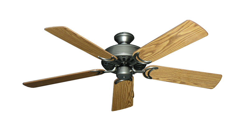 Dixie Belle traditional ceiling fan in Brushed Nickel with 52 inch Oak Gloss Blades