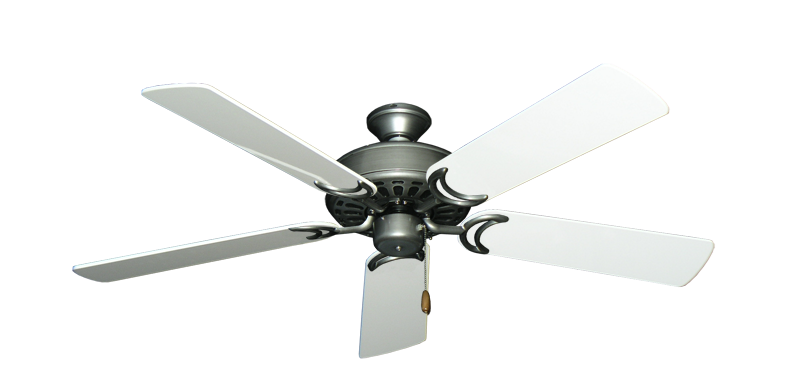 Dixie Belle traditional ceiling fan in Brushed Nickel with 52 inch Pure White Gloss Blades