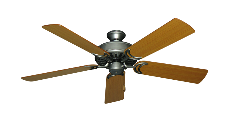 Dixie Belle traditional ceiling fan in Brushed Nickel with 52 inch Teak Matte Blades