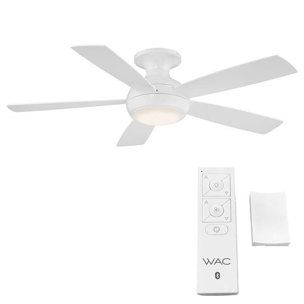 52 inch Odyssey Flush by WAC Smart Fans - Matte White with Remote