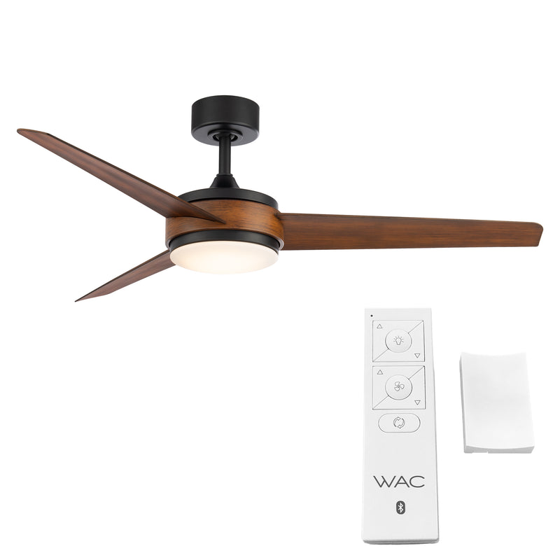 54 inch Mod by WAC Smart Fans - Matte Black and Distressed Koa with Bluetooth Remote