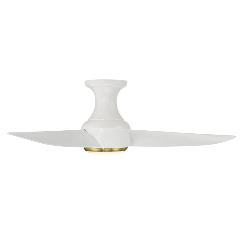 44 inch Corona by Modern Forms - Matte White with Soft Brass Trim Side View
