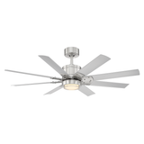 52 inch Renegade Ceiling Fan - Brushed Nickel and Titanium Silver (Light On)