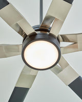 96 Loft LED by Monte Carlo - Midnight Black with Brushed Steel Close-Up