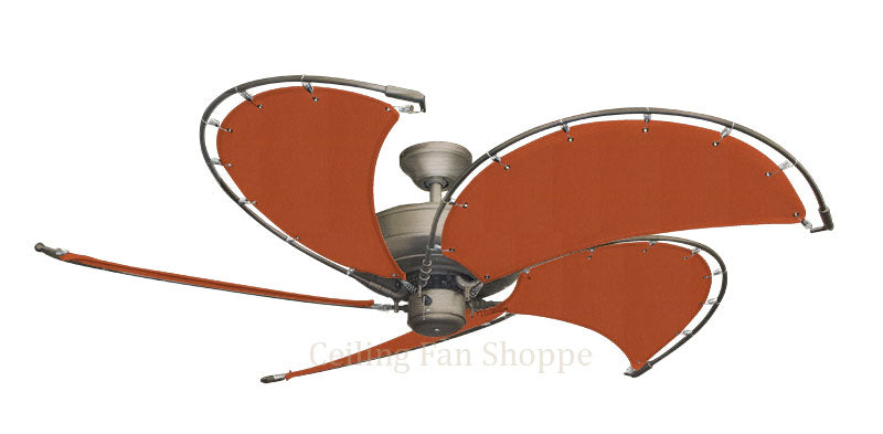 52 inch Raindance Antique Bronze Ceiling Fan - Sunbrella Rust Orange Canvas Blades