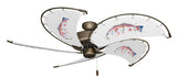 52 inch Nautical Dixie Belle Antique Bronze Ceiling Fan - Permit - Game Fish of the Florida Keys Custom Canvas Blades