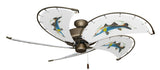 52 inch Nautical Dixie Belle Antique Bronze Ceiling Fan - Snook - Game Fish of the Florida Keys Custom Canvas Blades