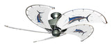 52 inch Nautical Dixie Belle Brushed Nickel Ceiling Fan - Marlin - Game Fish of the Florida Keys Custom Canvas Blades