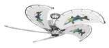52 inch Nautical Dixie Belle Chrome Ceiling Fan - Snook - Game Fish of the Florida Keys Custom Canvas Blades