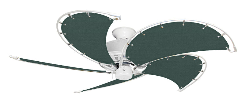 52 inch Nautical Dixie Belle Pure White Ceiling Fan - Classic Green Canvas Blades