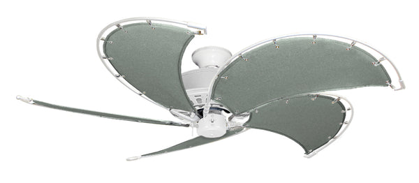 52 inch Nautical Dixie Belle Pure White Ceiling Fan - Classic Gray Canvas Blades