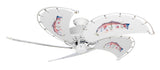 52 inch Nautical Dixie Belle Pure White Ceiling Fan - Permit - Game Fish of the Florida Keys Custom Canvas Blades