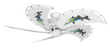 52 inch Nautical Dixie Belle Pure White Ceiling Fan - Snook - Game Fish of the Florida Keys Custom Canvas Blades