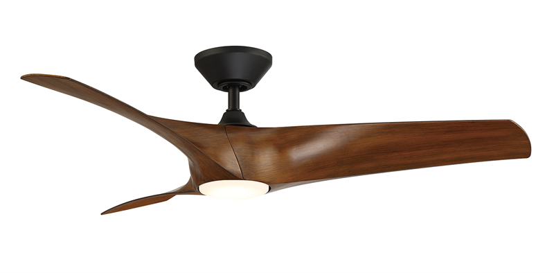 62 inch Zephyr Luminaire Ceiling Fan by Modern Forms - Matte Black with Distressed Koa Blades