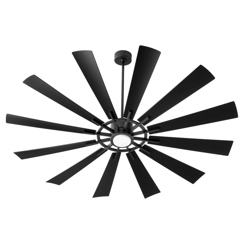 CIRQUE 72 inch 12-Blade Ceiling Fan by Quorum - Matte Black