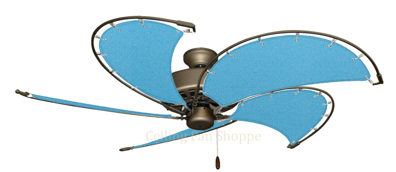 52 inch Antique Bronze Dixie Belle Ceiling Fan - Sunbrella Capri Canvas Blades