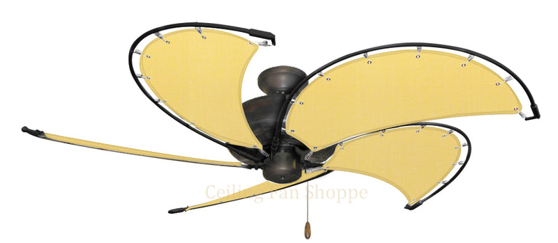 52 inch Oil Rubbed Bronze Dixie Belle Ceiling Fan - Sunbrella Buttercup Canvas Blades