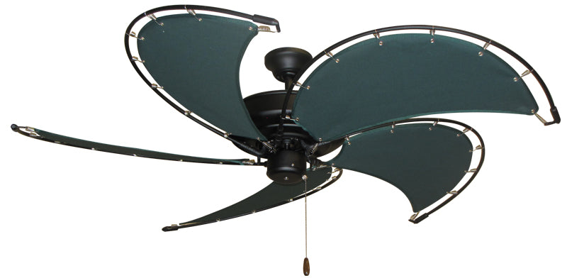 52 inch Raindance Nautical Ceiling Fan Matte Black - Classic Green Canvas Blades
