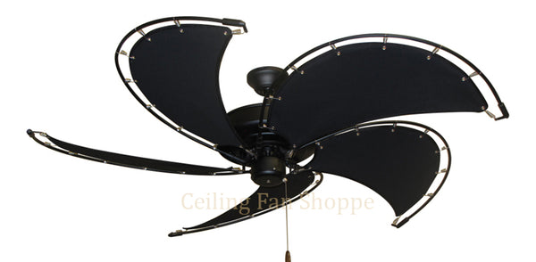52 inch Raindance Nautical Ceiling Fan - Classic Black Canvas Blades