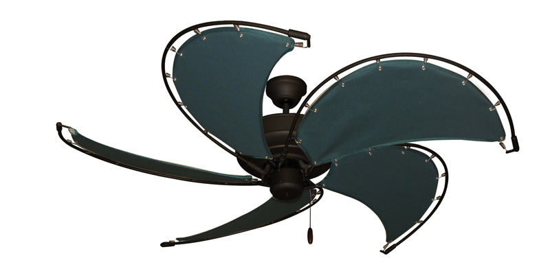 52 inch Raindance Nautical Ceiling Fan Oil Rubbed Bronze - Classic Green Canvas Blades