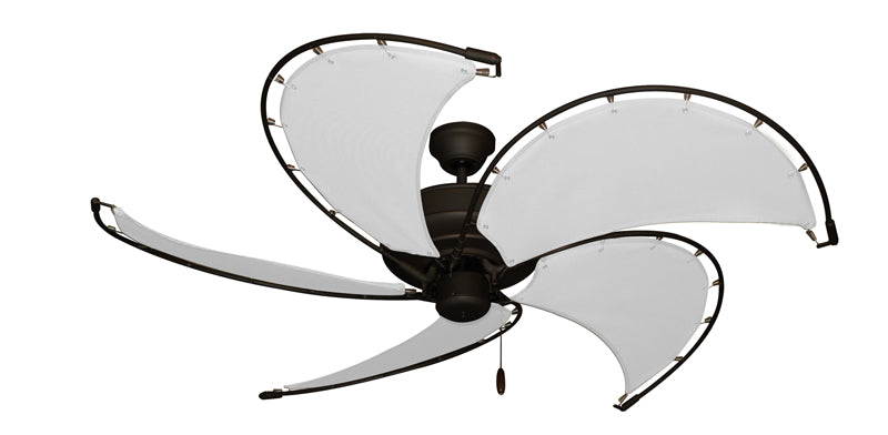 52 inch Raindance Nautical Ceiling Fan in Oil Rubbed Bronze - Classic White Canvas Blades