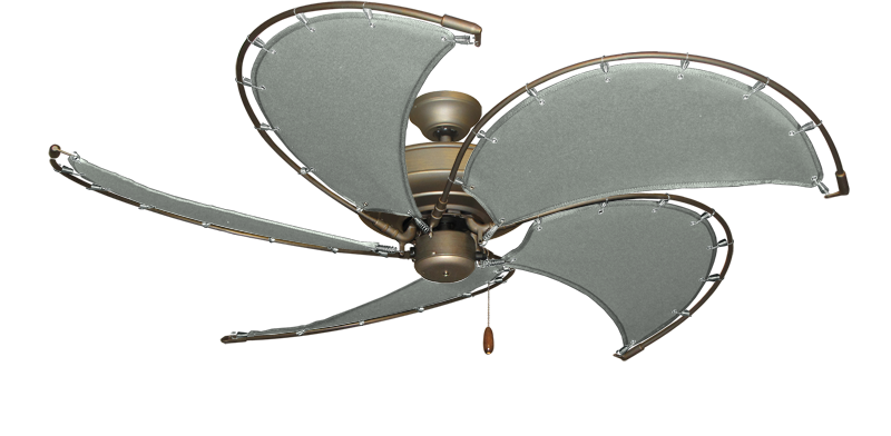 52 inch Raindance Antique Bronze Nautical Ceiling Fan - Classic Gray Canvas Blades